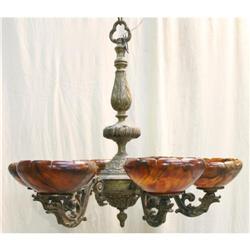 Cast Bronze and alabaster chandelier #1582326