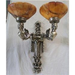 A pair of alabaster and bronze sconces #1582328