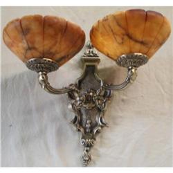 A pair of alabaster and bronze sconces #1582330