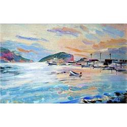 "Bay. Budva" oil in impressionism style #1601338