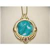 Image 1 : 18K YG Diamond Ruby Turquoise Cameo Pendant #1601742