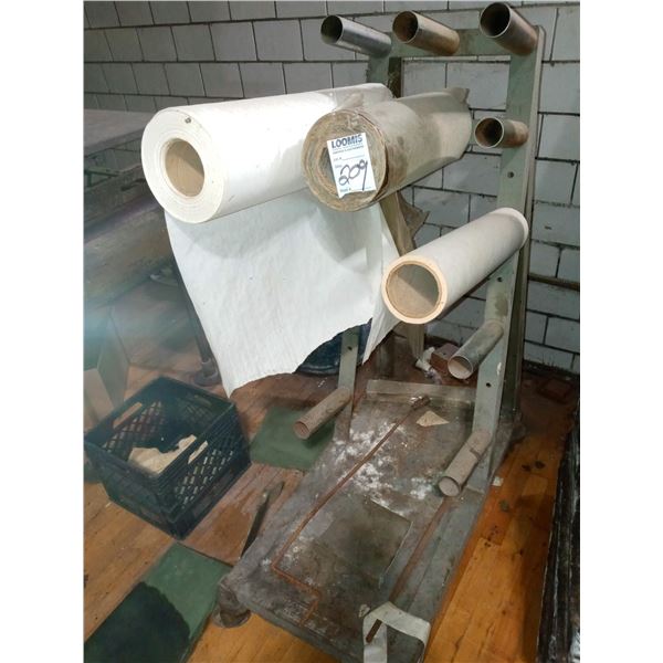 PAPER ROLL DISPENSER RACK W/ CART ON WHEELS (12 ROLL CAPACITY)