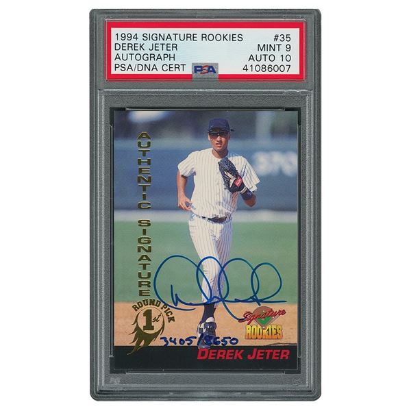 1994 Signature Rookies #35 Derek Jeter Signed Card PSA MINT 9 (AUTO 10)