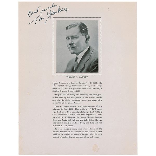 Connie Mack, Tom Yawkey, and Eddie Collins Signed Program