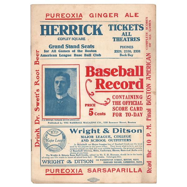 Circa 1910 Boston vs Washington Baseball Record with Score Card (Scored)