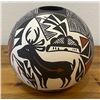 Image 1 : Acoma Seed Pot with Heartland Deer Design and Fine Line Work signed LJ