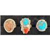 Image 2 : 3 Navajo made Sterling Silver Rings with great stone design sold as a Group.