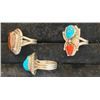 Image 8 : 3 Navajo made Sterling Silver Rings with great stone design sold as a Group.