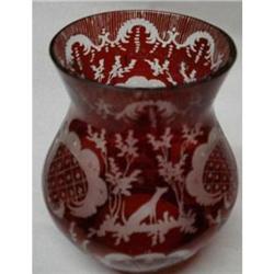 VICTORIAN RUBY GLASS ETCHED VASE #1564727