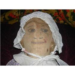 Straw stuffed cloth doll with ink/pen features #1564758