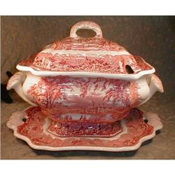 MASONS Vista TUREEN Underplate PINK - Vintage #1564943