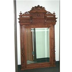 Hand Carved Walnut Mirror  #1565033