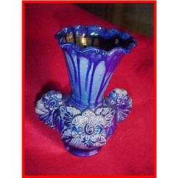 Old Cobalt Figural Mexican Pottery Vase #1565053