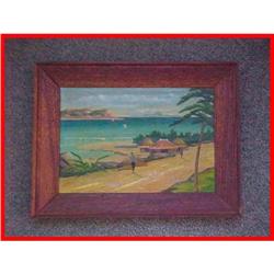 Antique Tropical Hawaiian Tahiti Oil Painting #1565078