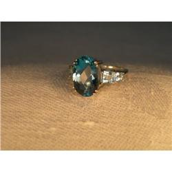 Estate 14K WG Gold Huge London Blue Topaz Ring #1565084