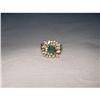 Image 1 : Estate 14K Gold Filigree Emerald Diamond Ring #1565125