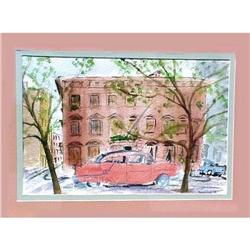 Painting NYC Street w 1810 House, Fintail Auto #1565131