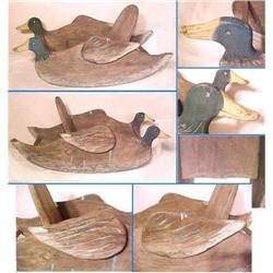 Antique Folk Art Duck Baby Rocker Furniture #1565133