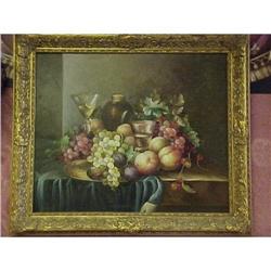 Oil on Canvas, Wine and Grapes/signed O.Baricco#1565257