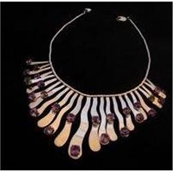 Funky Sterling and Amethyst Bib Necklace #1565270