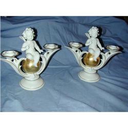 PAIR DRESDEN ANGEL CANDELABRA C.1880 #1565292