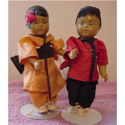 Doll Oriental Composition Boy and Girl 7.5" #1565373