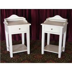 SHABBY WHITE PAINTED COTTAGE NIGHTSTANDS TABLE #1565466