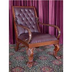 ANTIQUE LIBRARY GOOSE NECK CLUB ACCENT CHAIR  #1565487