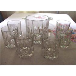 Italian Crystal Ice Bucket and Six Tumblers #1572191