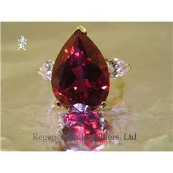 RHJ Synthetic Ruby Pear & Cubic Zirconium Ring #1572358