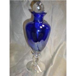 Blue and Clear Bottle with  Crystal Stopper #1572946