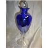 Image 1 : Blue and Clear Bottle with  Crystal Stopper #1572946