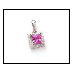 Pink Sapphire Diamond 18K Pendant(was $325) #1572973