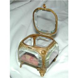 VICTORIAN GLASS JEWELRY BOX CASKET ORMOLU #1573266