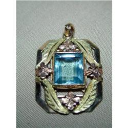 Aquamarine Rose Gold Pendant Victorian Chased #1573272