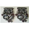 Image 1 : PAIR STERLING SILVER & GARNET SPENDER BUCKLES #1573283