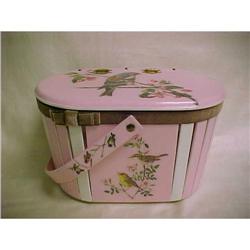 Pink Decoupage Wooden Purse With Birds #1573668