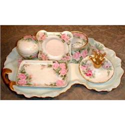 HAND Painted VANITY Set - 6 pieces - ANTIQUE #1573867