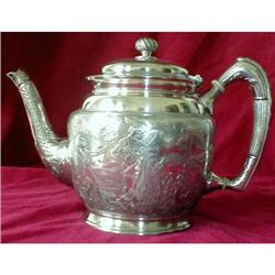 Reed & Barton Teapot SCENIC Wedding - ANTIQUE -#1573878