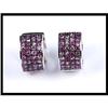 Image 1 : 18K White Gold Multi-Color Pink Sapphire Hoop #1574239