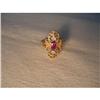 Image 1 : Estate 14K YG Gold Ruby Diamond Filigree Ring #1574693