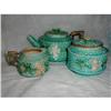 Image 1 : MAJOLICA TURQUOISE BASKETWEAVE & FLORAL 3 PIECE#1574978