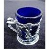 Image 1 : Figural Silver Plate and Cobalt Glass Mug #1575351