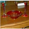 Image 1 : Lovely Fostoria Console Set Bowl & Candlesticks#1576407