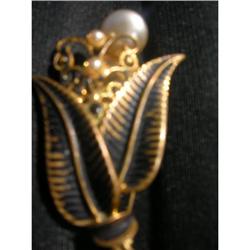 ESTATE  HANDCRAFTED LACQUERED PEARL  BROOCH #1576465