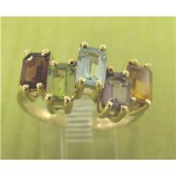 10K Yellow Gold 5-Stone Step Mothers Ring Sz 8 #1584594