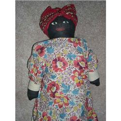 17" Black Cotton Stuffed Painted Feature Doll #1584672