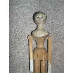 9  RARE! Early Wood Peg Doll #1584787