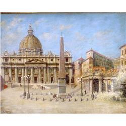 19c ITALIAN ART OIL PAINTING ROMA ST. PETER #1584924