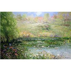 LAKE  LANDSCAPE ORIGINAL OIL PAINTING  by WELL #1584925